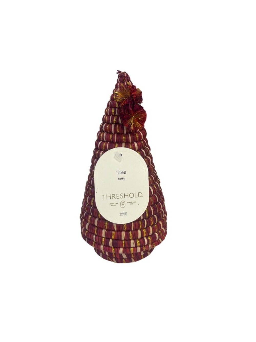 Threshold 9.5" Raffia Decorative Tree Red Gold Christmas Ethically Handcrafted N